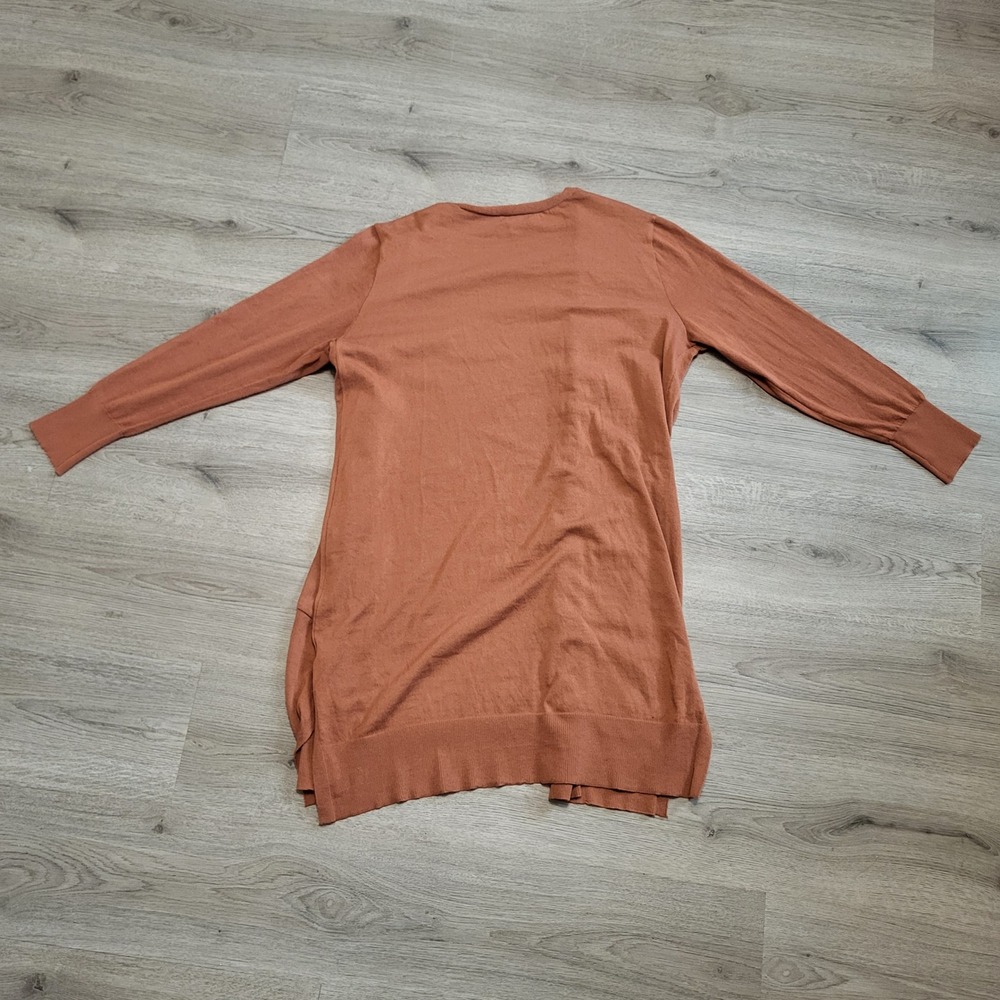 Nine West Womens Longline Open Front Cardigan Rust Brown Knit Sweater Large NEW - Picture 6 of 8